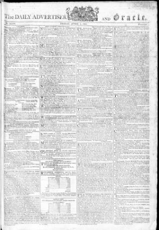 cover page of Oracle and the Daily Advertiser published on April 1, 1803