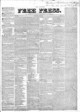 cover page of London Free Press published on June 24, 1827