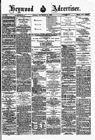 cover page of Heywood Advertiser published on November 2, 1888