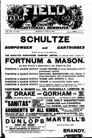 cover page of Field published on June 13, 1908