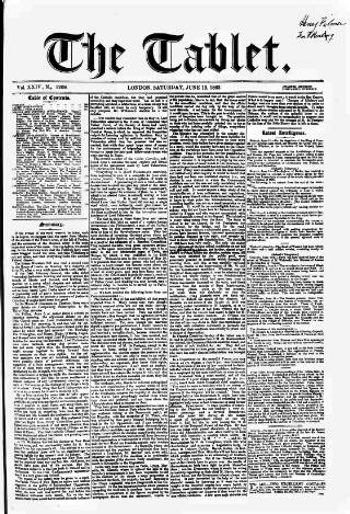 cover page of Tablet published on June 13, 1863