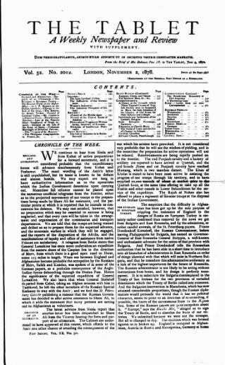 cover page of Tablet published on November 2, 1878