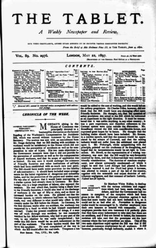 cover page of Tablet published on May 22, 1897