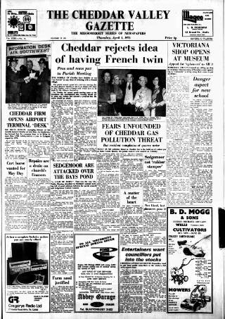 cover page of Cheddar Valley Gazette published on April 1, 1976