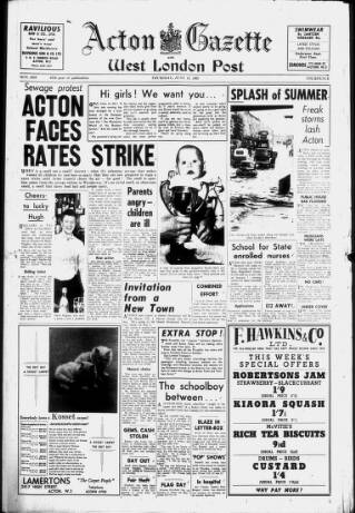 cover page of Acton Gazette published on June 13, 1963