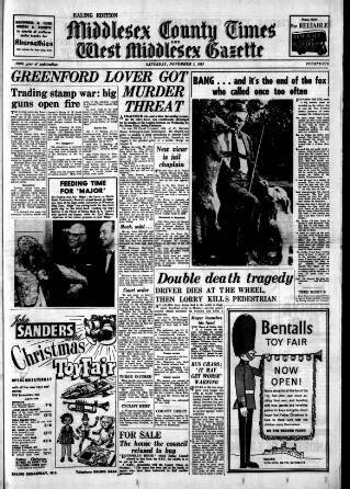 cover page of Middlesex County Times published on November 2, 1963
