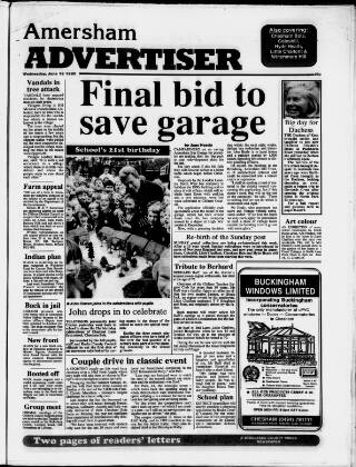 cover page of Amersham Advertiser published on June 13, 1990