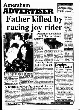 cover page of Amersham Advertiser published on April 1, 1992