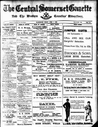 cover page of Central Somerset Gazette published on April 1, 1927