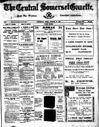 cover page of Central Somerset Gazette published on December 13, 1935