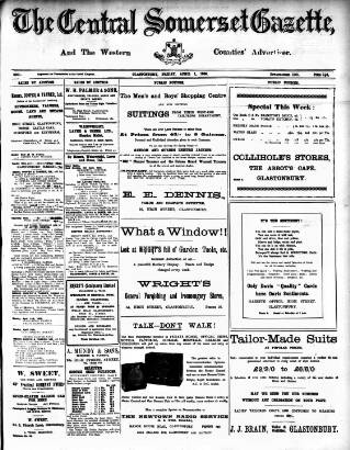 cover page of Central Somerset Gazette published on April 1, 1938