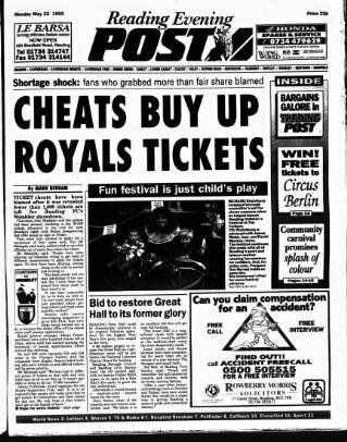 cover page of Reading Evening Post published on May 22, 1995