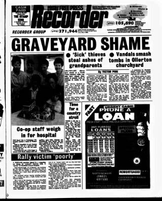 cover page of Mansfield & Sutton Recorder published on June 13, 1991