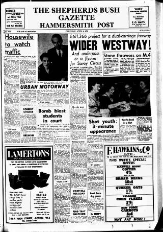 cover page of Hammersmith & Shepherds Bush Gazette published on April 1, 1965