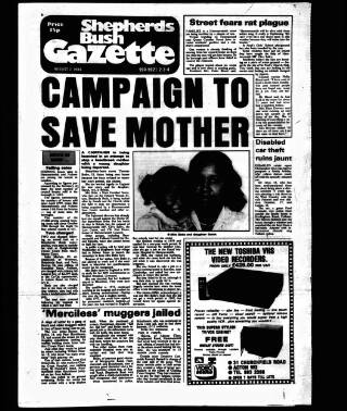 cover page of Hammersmith & Shepherds Bush Gazette published on August 2, 1984