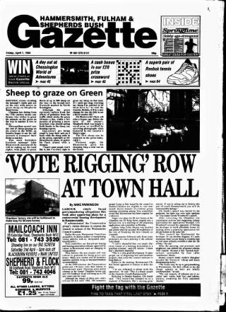 cover page of Hammersmith & Shepherds Bush Gazette published on April 1, 1994