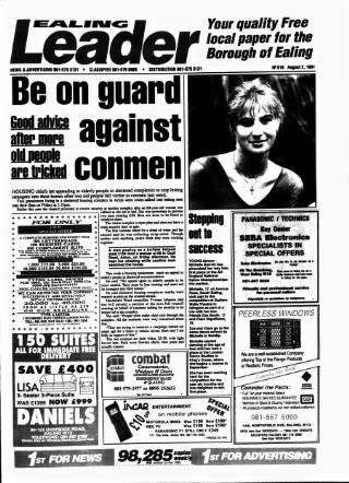 cover page of Ealing Leader published on August 2, 1991