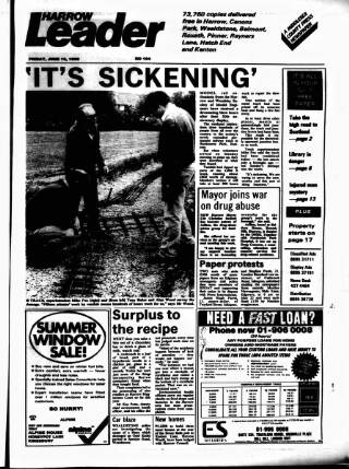 cover page of Harrow Leader published on June 13, 1986