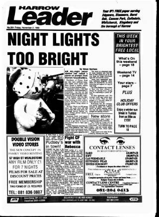 cover page of Harrow Leader published on November 2, 1990