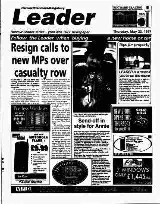 cover page of Harrow Leader published on May 22, 1997