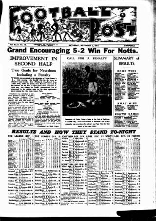 cover page of Football Post (Nottingham) published on November 2, 1957