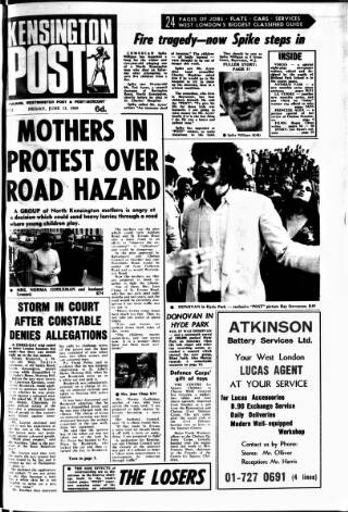 cover page of Kensington Post published on June 13, 1969