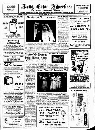 cover page of Long Eaton Advertiser published on June 13, 1958