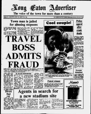 cover page of Long Eaton Advertiser published on August 2, 1991