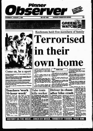 cover page of Pinner Observer published on August 2, 1990