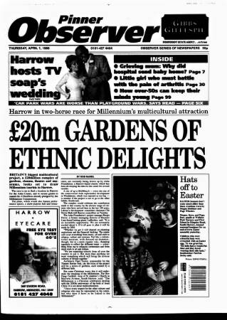 cover page of Pinner Observer published on April 1, 1999