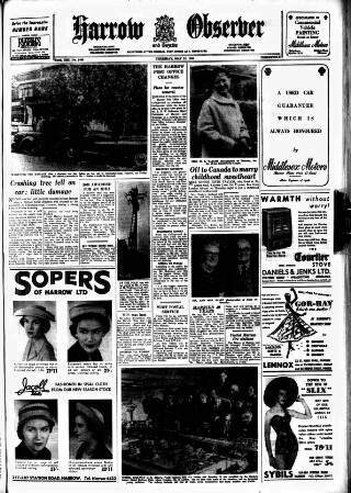 cover page of Harrow Observer published on May 22, 1958