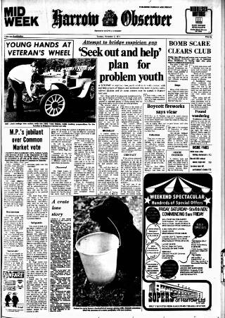 cover page of Harrow Observer published on November 2, 1971