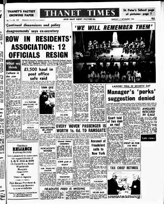 cover page of Thanet Times published on November 2, 1965
