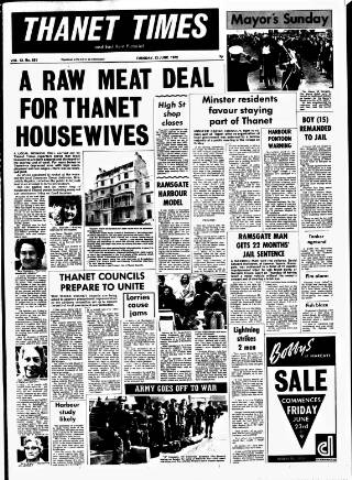 cover page of Thanet Times published on June 13, 1972