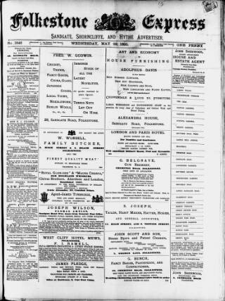 cover page of Folkestone Express, Sandgate, Shorncliffe & Hythe Advertiser published on May 22, 1895