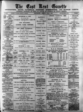 cover page of East Kent Gazette published on April 1, 1899