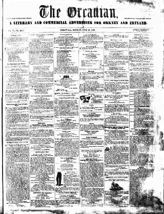 cover page of Orcadian published on June 13, 1859