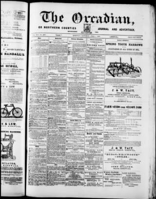 cover page of Orcadian published on April 1, 1899