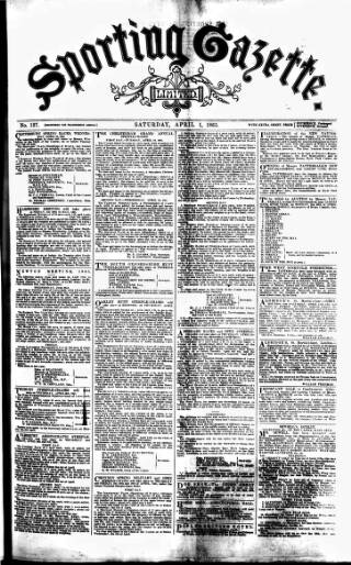 cover page of Sporting Gazette published on April 1, 1865