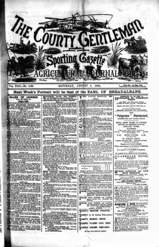 cover page of Sporting Gazette published on August 2, 1884