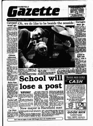 cover page of Harefield Gazette published on May 22, 1991