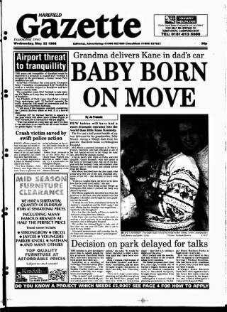 cover page of Harefield Gazette published on May 22, 1996
