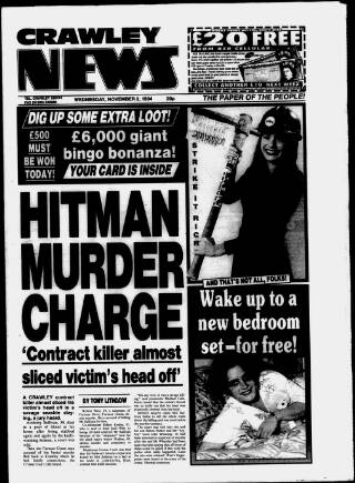 cover page of Crawley News published on November 2, 1994
