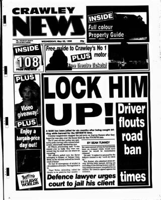 cover page of Crawley News published on May 22, 1996
