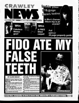 cover page of Crawley News published on April 1, 1998