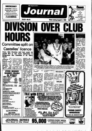 cover page of Bridgwater Journal published on August 2, 1986