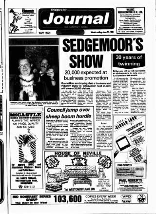cover page of Bridgwater Journal published on June 13, 1987