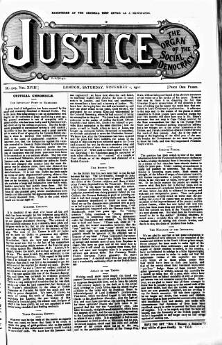 cover page of Justice published on November 2, 1901