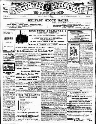 cover page of County Down Spectator and Ulster Standard published on June 13, 1913