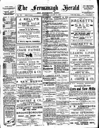 cover page of Fermanagh Herald published on August 2, 1913